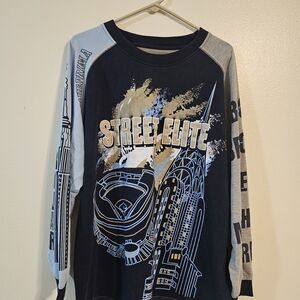 Y2K Raw Blue Clasdic Street Elite Men's Long Sleeve Tee -XL